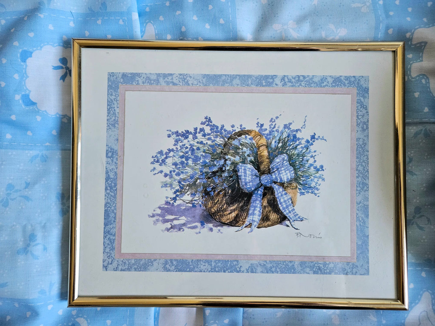 Vintage Floral Basket Framed Print