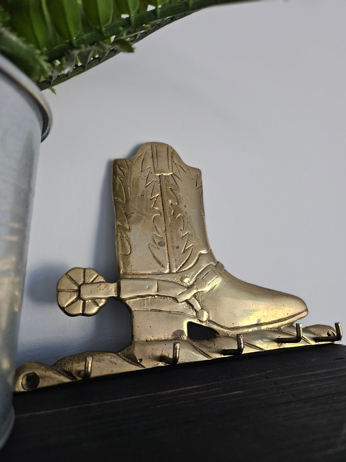 Vintage Brass Cowboy Boot Wall Hook