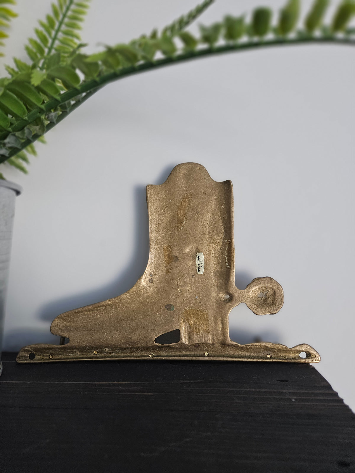 Vintage Brass Cowboy Boot Wall Hook