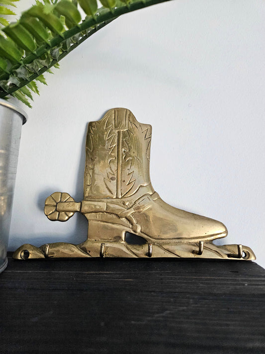 Vintage Brass Cowboy Boot Wall Hook