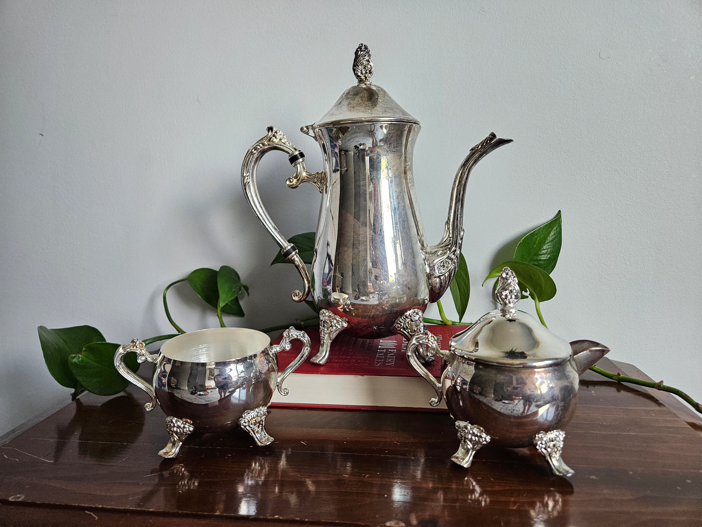 Vintage Elegance 3-Piece Silver Plated Brass Tea Set