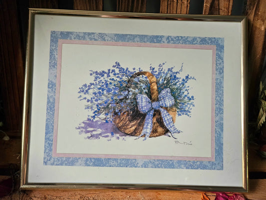 Vintage Floral Basket Framed Print